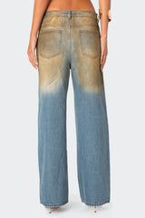 Muddy Washed Low Rise Baggy Jeans