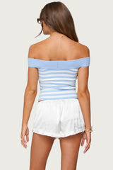 Deni Off Shoulder Striped Knit Top