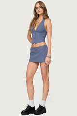 Frankey Pinstripe Button Up Halter Top