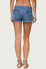 Olivera Lace Up Denim Mini Skort