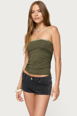 Liat Ruched Built In Bra Tube Top