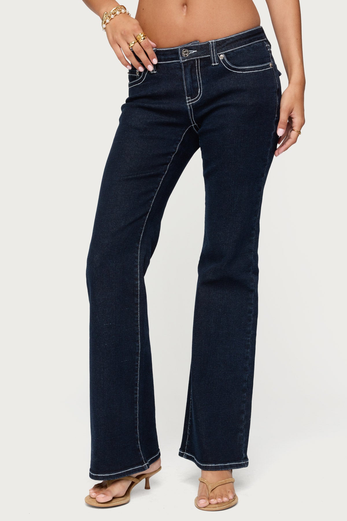Louis Contrast Low Rise Bootcut Jeans