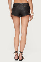 Lace Up Faux Leather Micro Shorts
