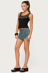 Ronan Zip Up Denim Mini Skort