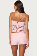 Tahna Flower Strapless Crochet Top