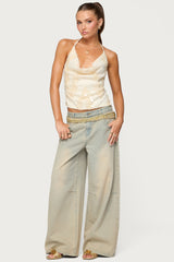 Reid Backless Sequin Cowl Neck Top