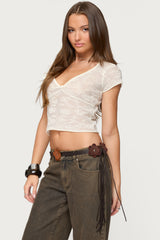 Kristal Twist Front V Neck Top