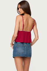 Kellyn Button Contrast Babydoll Top