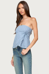 Narnie Striped Strapless Wrap Top