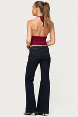 Missie Knitted Plunge Neck Halter Top