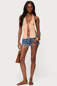 Frayed Vintage Washed Denim Shorts