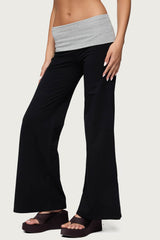 Wide Leg Contrast Foldover Pants