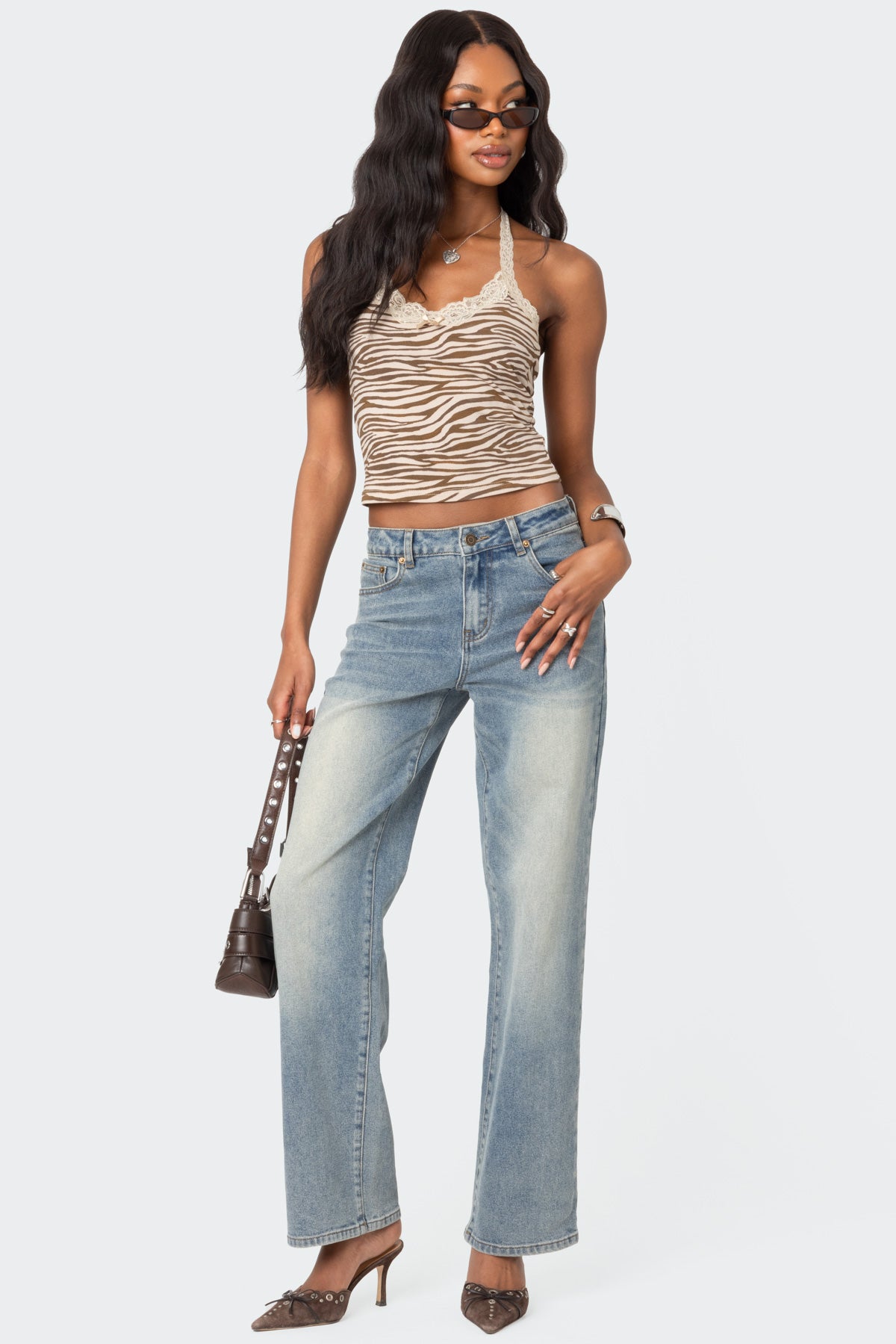 Amia Mid Rise Straight Leg Jeans