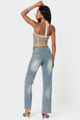 Amia Mid Rise Straight Leg Jeans