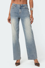 Amia Mid Rise Straight Leg Jeans