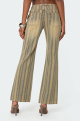 Eternity Pinstripe Low Rise Flared Jeans