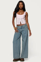 Embroidered Cotton Button Up Top