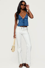 Soleil Embroidered Open Back Top