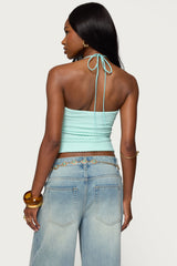 Zoee Twisted Textured Halter Top