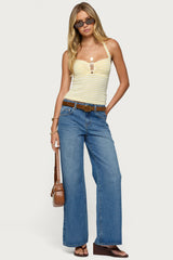 Lovina Textured Striped Halter Top