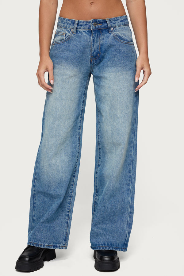 Magda Acid Wash Low Rise Baggy Jeans