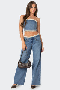 Karlie Peekaboo Lace Low Rise Baggy Jeans
