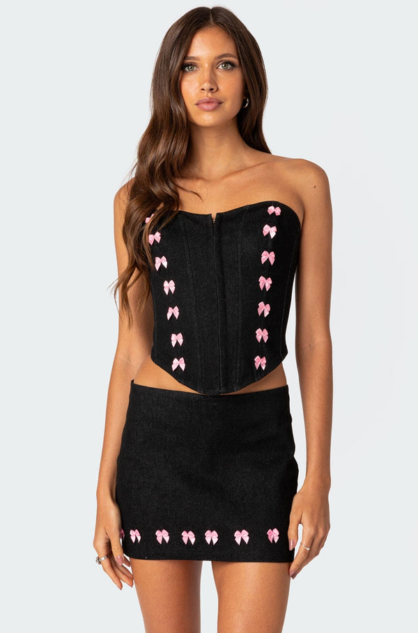 Bow Babe Denim Corset