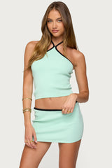 Aureley Contrast Knit Halter Top