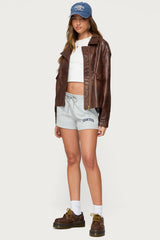 Ardella Oversized Faux Leather Jacket