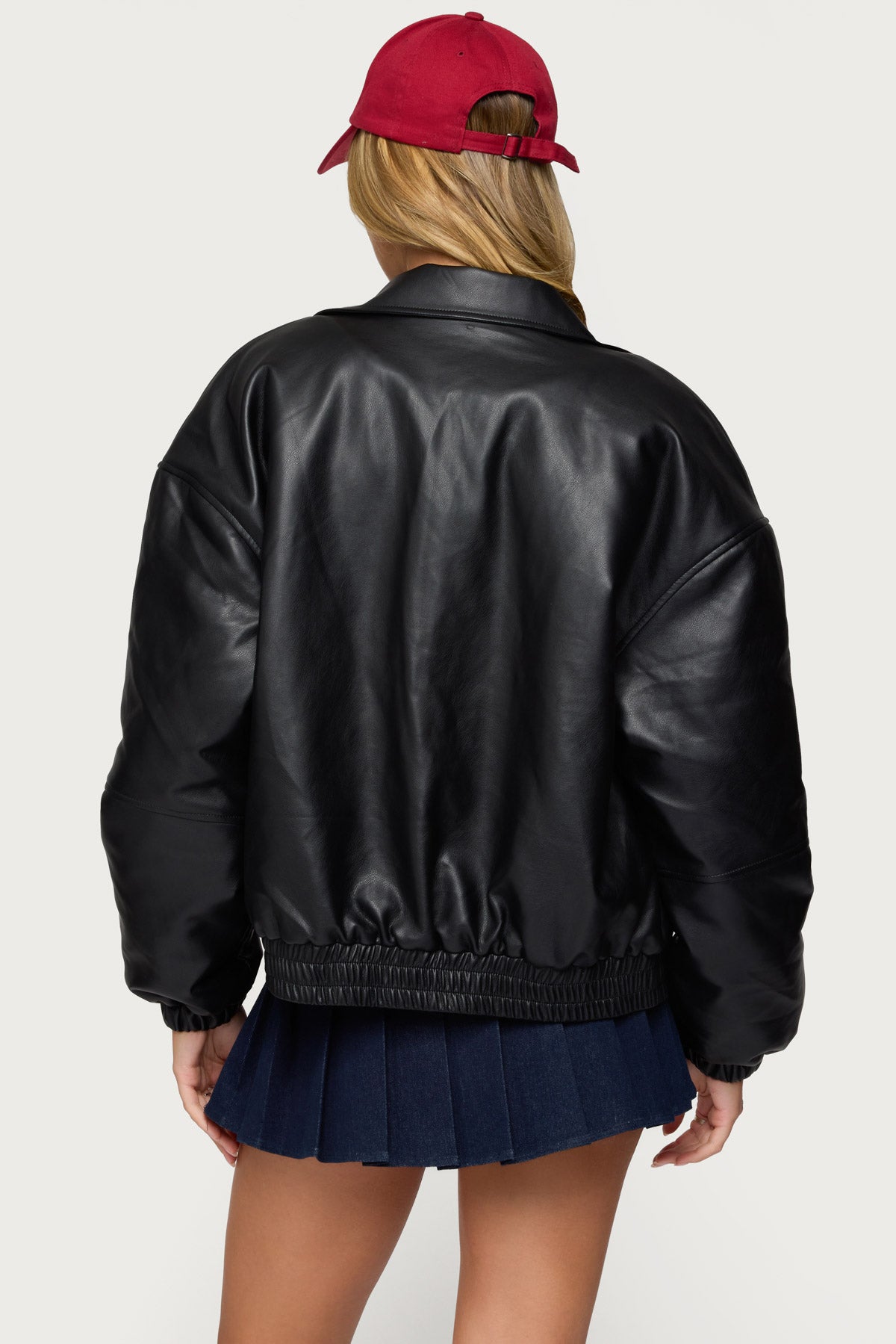 Halley Faux Leather Bomber Jacket