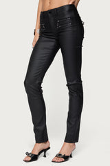 Kaede Faux Leather Low Rise Skinny Jeans