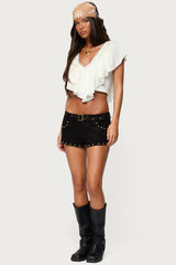 Deena Ruffled V Neck Top