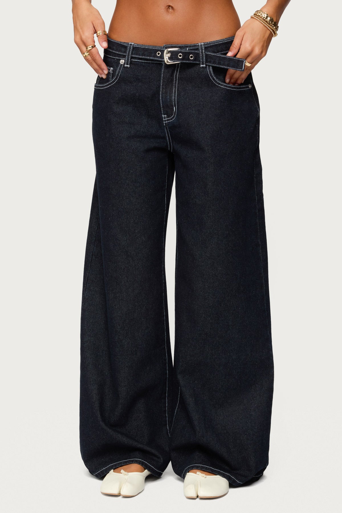 Karah Belt Low Rise Baggy Jeans