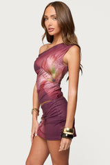 Tiger Flower Off Shoulder Top