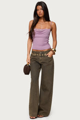 Bobbie Layered Lace Cowl Neck Top