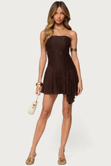 Elaia Asymmetric Strapless Lace Mini Dress