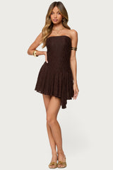 Elaia Asymmetric Strapless Lace Mini Dress