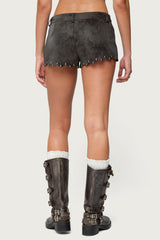 Zarina Studded Faux Suede Shorts