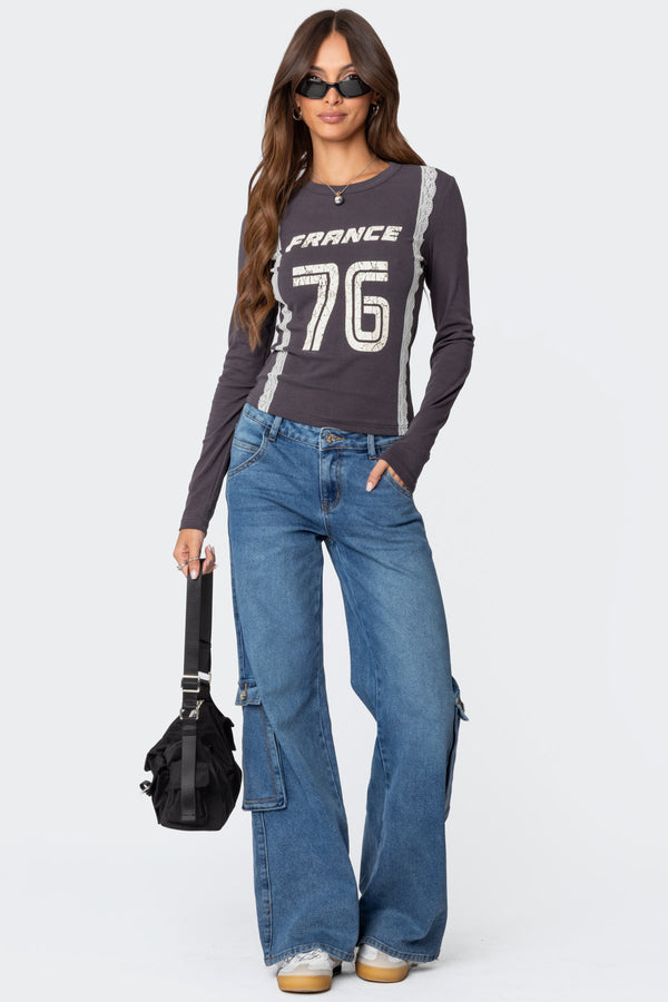 Lunar Mid Rise Wide Leg Cargo Jeans