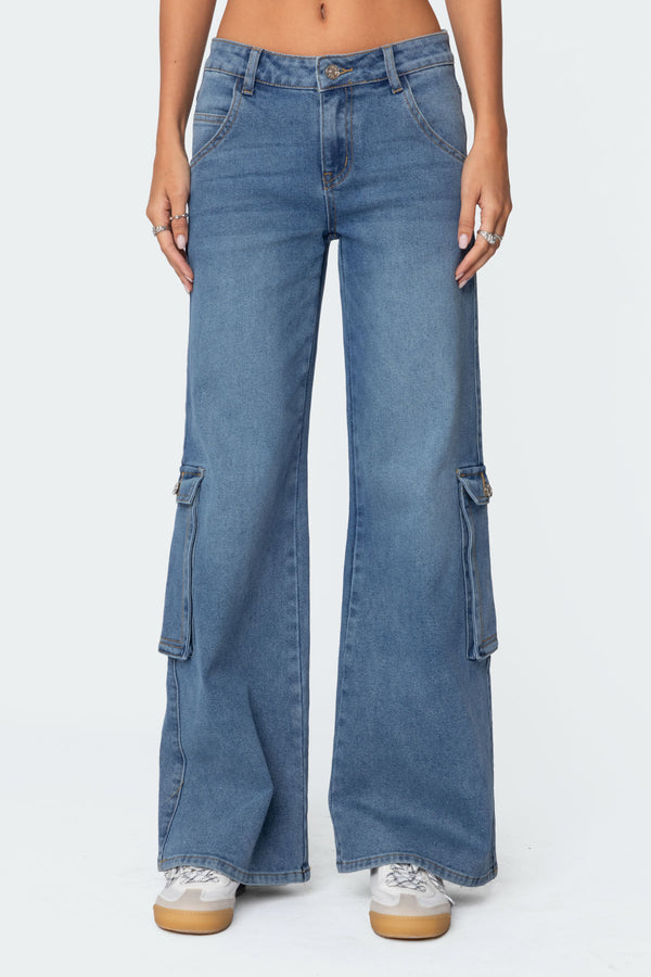 Lunar Mid Rise Wide Leg Cargo Jeans