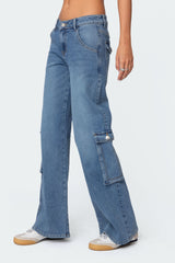 Lunar Mid Rise Wide Leg Cargo Jeans
