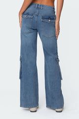 Lunar Mid Rise Wide Leg Cargo Jeans