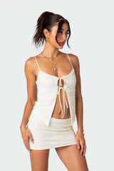 Alessia Tie Front Ruffled Top