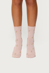 Embroidered Rose Socks