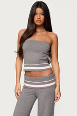 Kaliya Stripey Strapless Knit Top