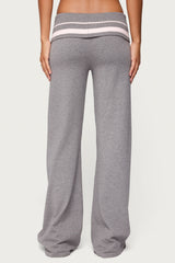 Kaliya Stripey Fold Over Knit Pants