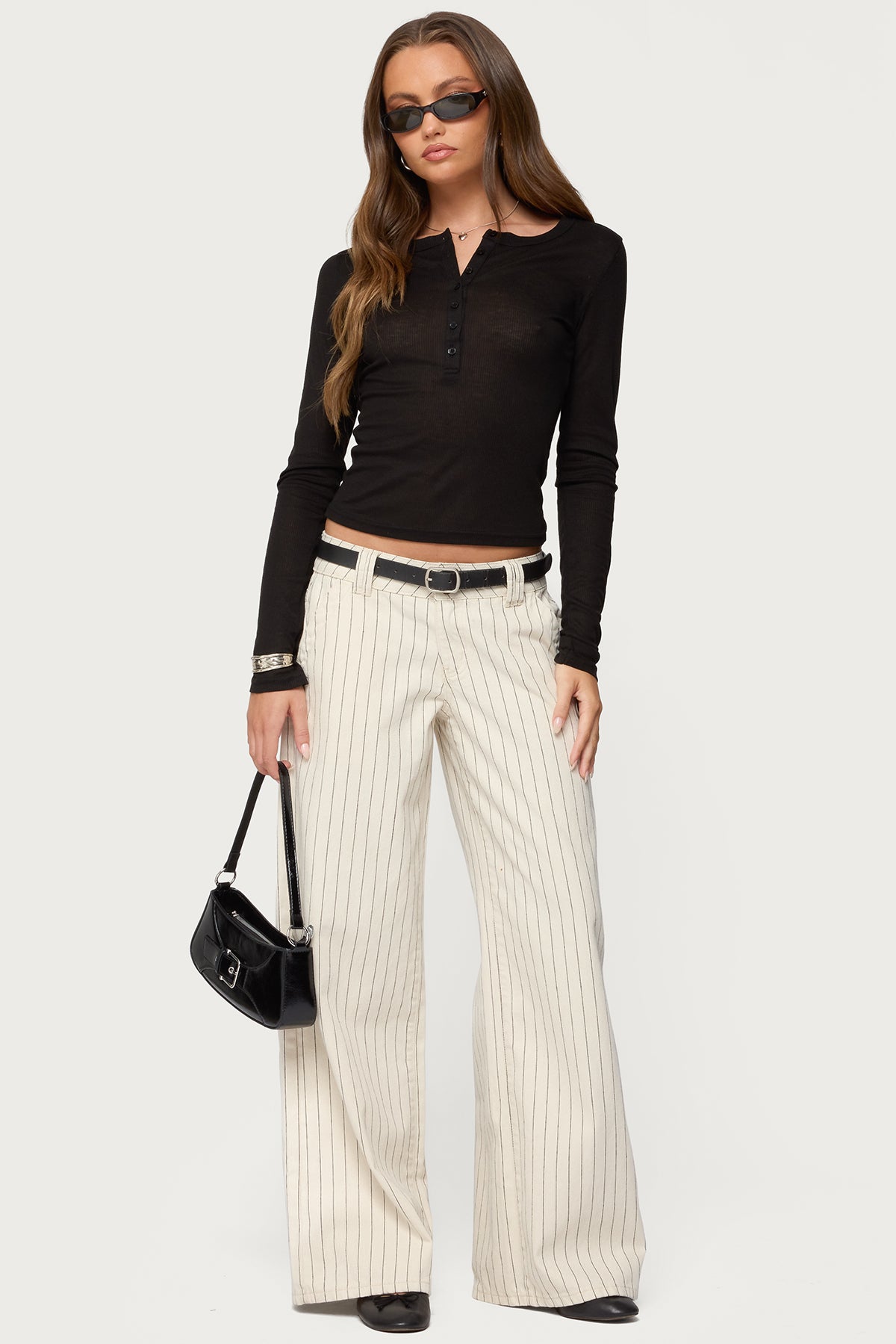 Cory Striped Low Rise Baggy Jeans