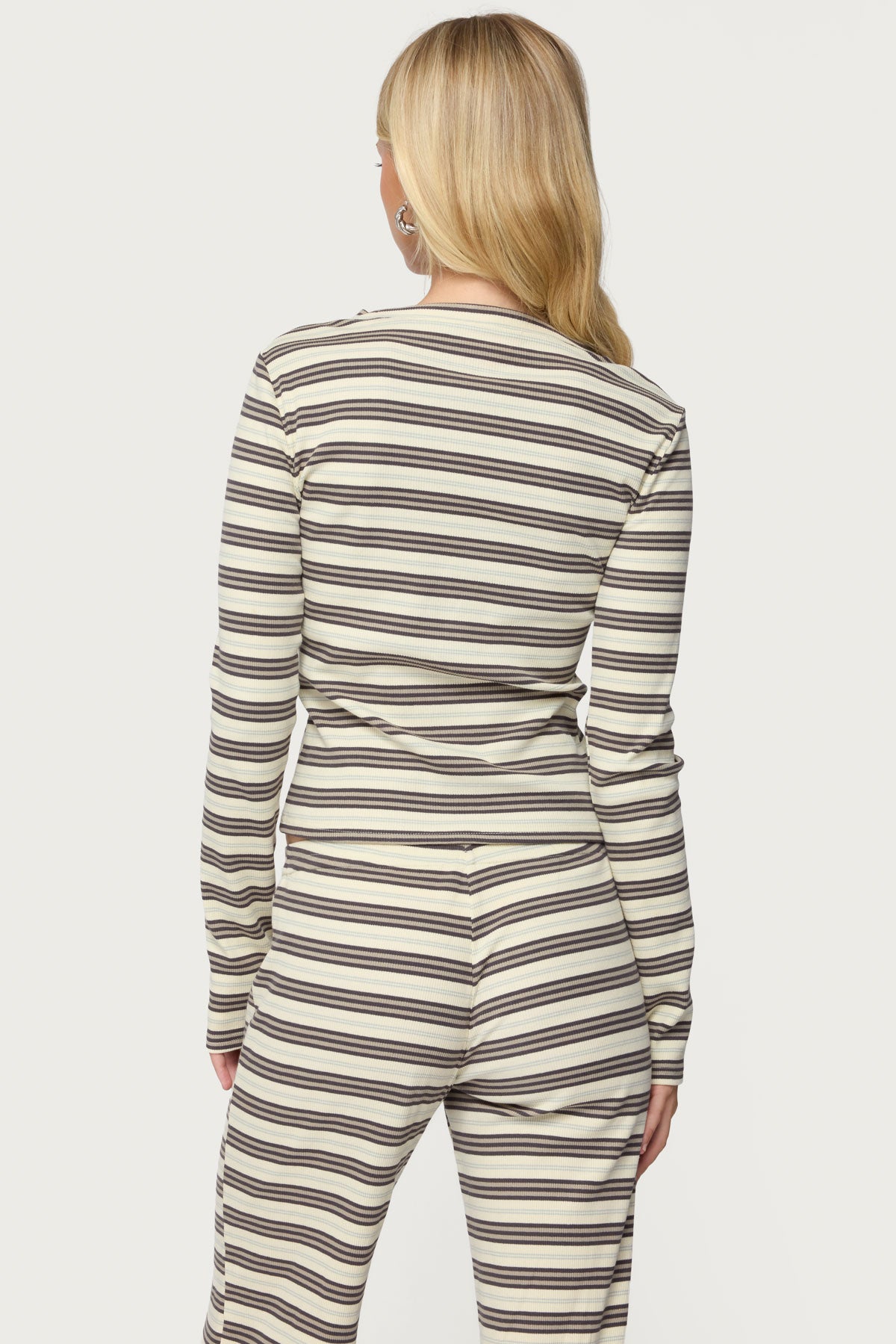 Avalie Striped Ribbed Long Sleeve T Shirt