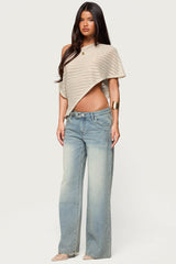 Loma Asymmetric Off Shoulder Knit Poncho
