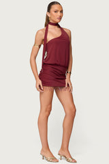 Danit One Shoulder Fringed Mini Dress